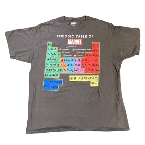 Marvel Mens 2XL Periodic Table of Marvel Gray Tshirt Graphic Print Short Sleeve - Picture 8 of 8